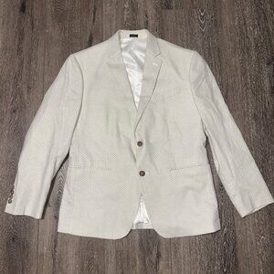 J.Ferrar Men 42S Slim Fit Suit Jacket Light Gray Geometric Textured Blazer Short